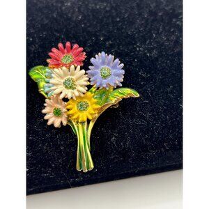 Vintage signed MFA Museum of Fine Arts Boston  flowers enamel multicolor